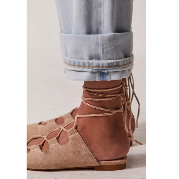 Jeffrey Campbell Tan Lace-Up Flats - Picture 2 of 7